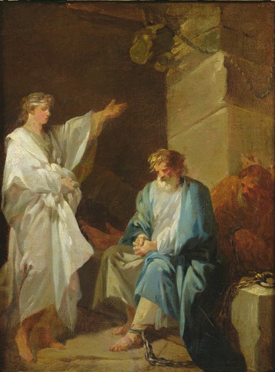 St Sebastian preaching the faith of Diocletian in prisons by François André Vincent